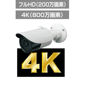フルHD(200万画素)から4K(800万画素)